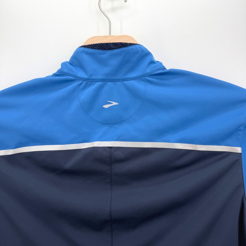 Brooks Canopy Running Jacket Mens Large Blue Shelter Technology Reflective Zip - Picture 5 of 12